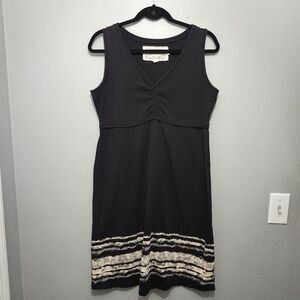 Aventura Black and Cream Midi Dress Size M Organic Cotton